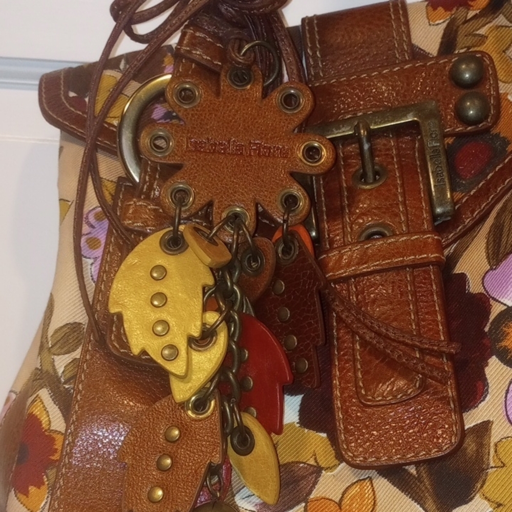 Isabella Fiore Floral Brown Leather Women's Bag - Picture 11 of 11